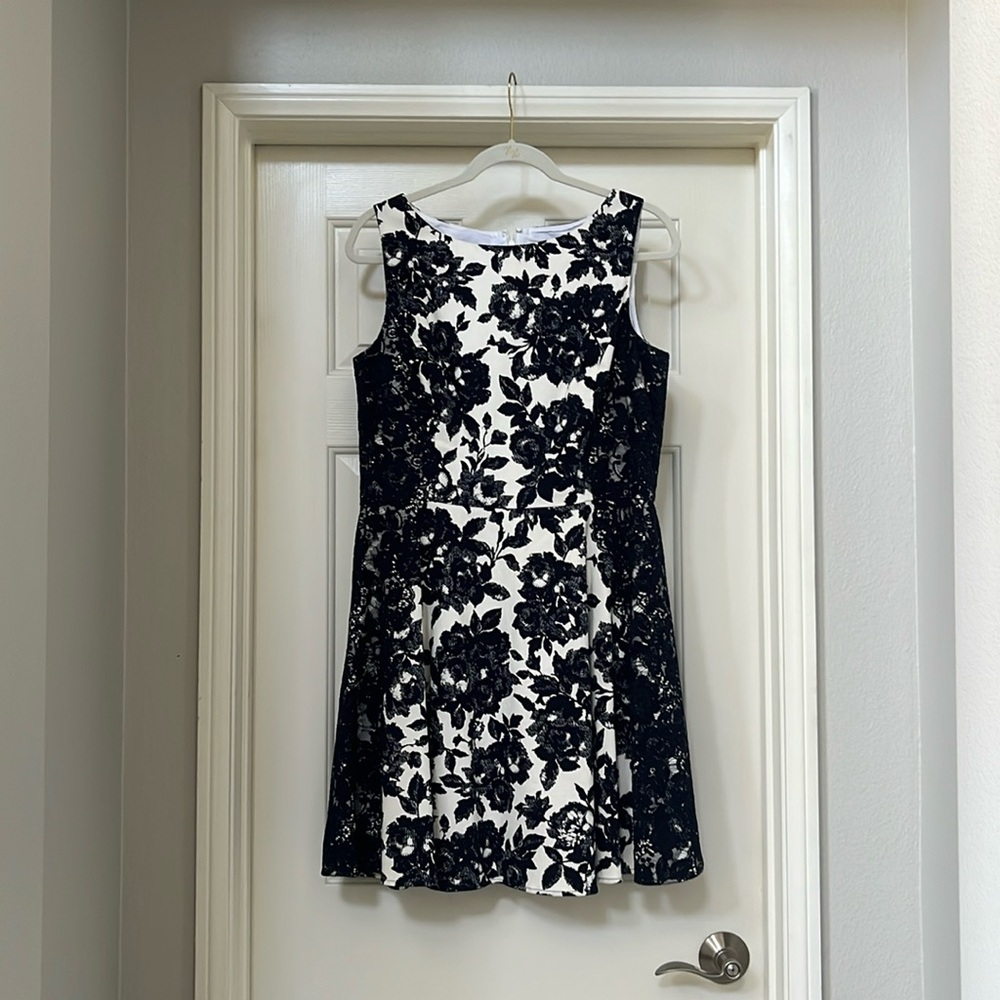 JESSICA SIMPSON DRESS NAVY BLUE & WHITE LACE DRESS fit and flare Easter dress